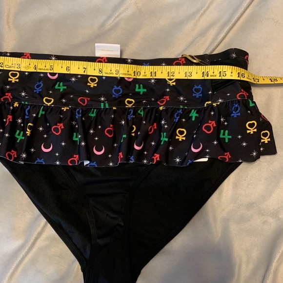Sailor Moon Luna Symbols Skirted Swim Bottoms hot topic black multicolor XL - Picture 11 of 12